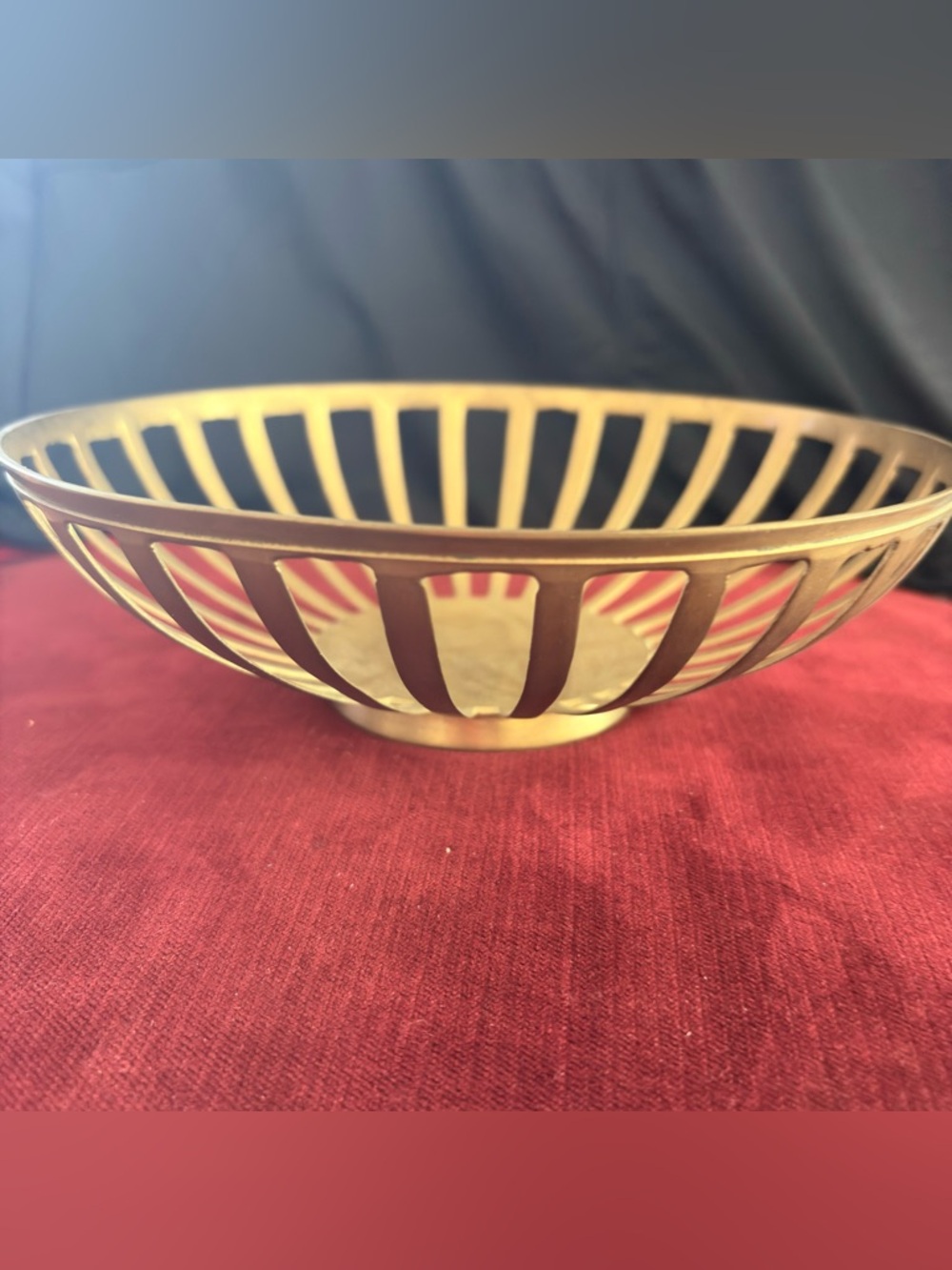 Mid-Century Modern (MCM), Gold Decorative Bowl, Brass Slotted Bowl